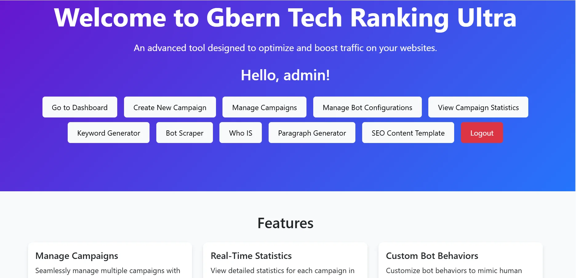 Gloria Traffic Ranking Ultra Traffic Driver